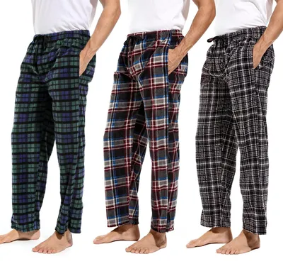Productafbeelding van Elzusha - Set van 3 Geruite Pyjamabroeken voor Heren - Fleece Loungebroek met Zakken