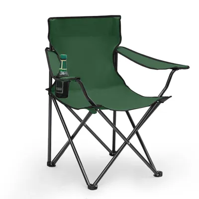 Image de SUNULA Lot de 1 chaise de camping pliable jusqu'à 100 kg, chaise pliante avec porte-boisson et sac, vert