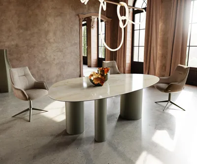 Produktbild von DELIFE Esstisch Edge Oval 220x120 Keramik Iris FMG Onice Oro Troa Metall Effektfinish Titan