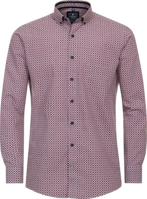 Zdjęcie produktu dla REDMOND Koszula z długim rękawem w duże rozmiary, czerwona w wzory, 6XL, krój Comfort Fit