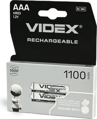 Produktbild von Ni-MH-Akku VIDEX HR03 1100mAh 2 Stück Blisterverpackung