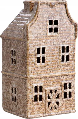 Zdjęcie produktu dla Domek porcelanowy z LED beżowy 6,5 x 6 x 11 cm