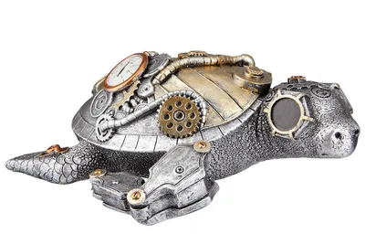 Imagen del producto de Casablanca Figur, Tortuga, "Tortuga Steampunk", resina, color plateado, dimensiones: 16 cm de largo, 21 cm de ancho, 6 cm de alto. Código: 37472