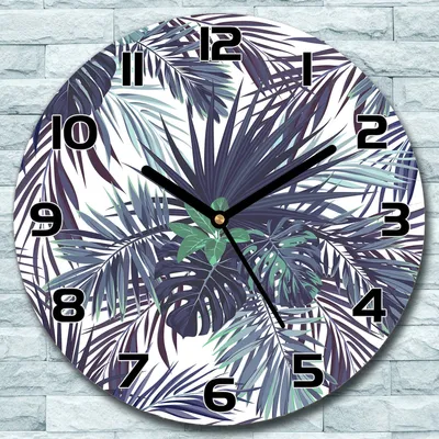 Produktbild von Wanduhr aus Glas Rund fi 30 Blätter abstrakte Quarz Deko Schlafzimmer Büro
