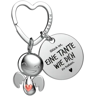Produktbild von FABACH Beste Tante Schutzengel Schlüsselanhänger mit Herz und Gravur – Engel Glücksbringer mit Botschaft - Geschenk für Tante und Patentante