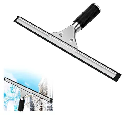 Produktbild von Fensterabzieher Profi 30cm, Fensterwischer Edelstahl mit Gummilippe, Schabzieher für Dusche Badezimmer Spiegel Duschabzieher Fensterreinigung Fensterreiniger, Schwarz