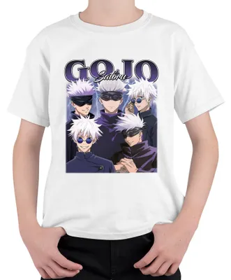Productafbeelding van Gojo Satoru Jujutsu Kaisen oogmasker, wit haar, anime, cadeau, uni kinder T-shirt, wit, maat 128