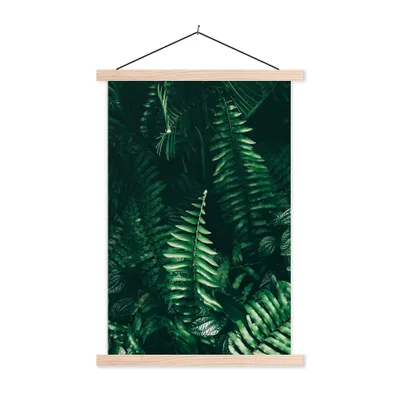 Produktbild von MuchoWow® Textilposter Blätter - Dschungel - Natur - Tropisch - Pflanzen 60x90 cm mit holzfarbenen Rahmen - Textil