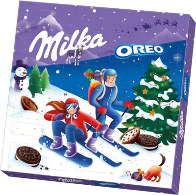 Zdjęcie produktu dla Milka Oreo Advent Calendar, 284 g, Mieszany, Do jajek, Orzechy, 527 kcal, 2205 kJ, 29 g