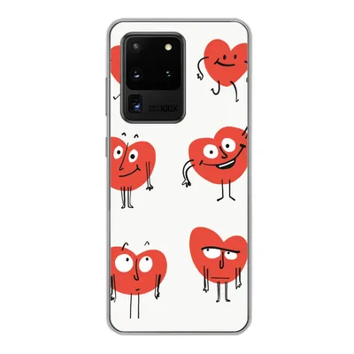 Produktbild von MuchoWow® Handyhülle Schutzhülle Hülle für Samsung Galaxy S20 Ultra Eine Illustration von neun Herzen mit Emotionen Silikon Softcase Handy Hülle - Karteninhaber