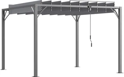 Image de Outsunny Pergola 3 x 3 m bioclimatique pergola avec lames orientables style contemporain UV 50+ structure aluminium - gris