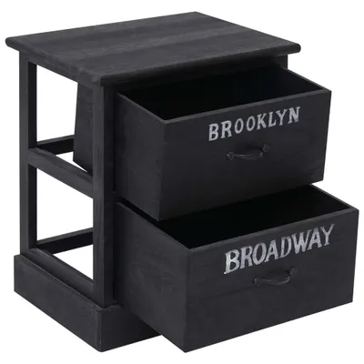 Obrázok produktu pre vidaXL Nočný stolík Black 38 × 28 × 45 cm Paulownia Wood