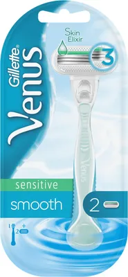 Produktbild von Gillette Venus Smooth Sensitive Damen Rasierer   Rasierapparat mit 2 Ersatzklingen