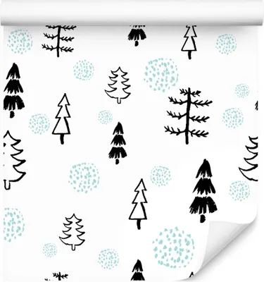 Immagine prodotto di rotolo di VLIES WALLPAPER da 10 m per l'asilo nido foresta alberi natura neve punti XXL