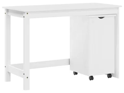 Image de vidaXL Ensemble de deux bureaux et armoires, blanc, en bois massif de pin