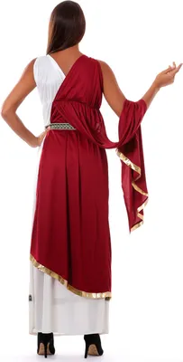 Immagine prodotto di Costume da Dea Romana Toga Carnevale Antico Abbigliamento Festoso Eleganza Costume Mitologia Greci Romani Carnevale Storico, Taglia: 44 - 46 (XL) Colore: Rosso