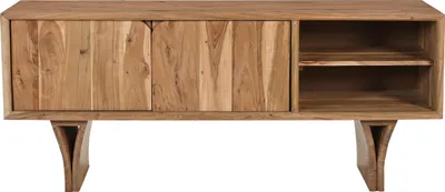 Produktbild von SIT Möbel Lowboard | 2 Türen, 2 offene Fächer | Akazie massiv, natur | B 145 x T 40 x H 60 cm | 14615-01 | Serie ACACIA WAVE