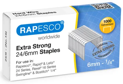 Produktbild von RAPESCO Hartdraht-Heftklammern "Extra Strong" 24/6 1.000 Stück