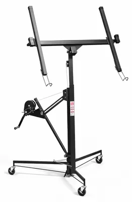 Zdjęcie produktu dla Peviasot - podnośnik do płyt gipsowo-kartonowych, montażowy, udźwig 68 kg, zakres wysokości 126–325 cm, możliwość regulacji kąta nachylenia do 60°, obrót o 360°, kolor: czarny