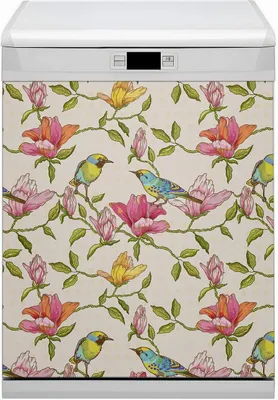 Produktbild von Magnete  Dekorative Magnet Folie für Geschirrspüler 60x80 cm Küche  - Blumen und Vögel