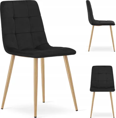 Zdjęcie produktu dla KRZESŁO TAPICEROWANE WELUROWE VELVET DO SALONU KUCHNI JADALNI CUBE Czarne