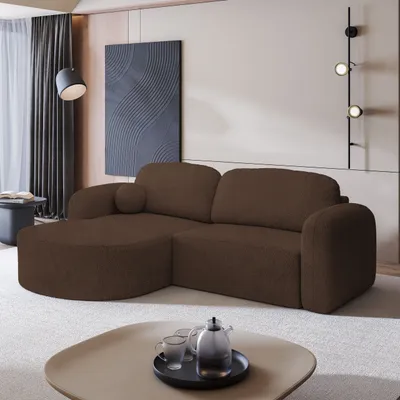 Produktbild von Masseno Ecksofa AMILIA L-S mit Schlaffunktion L-Form, Sofa mit Bettkasten, Wohnzimmersofa, Couch, Soffa, Bettsofa, Couchgarnitur- Braun, QUELLE 25