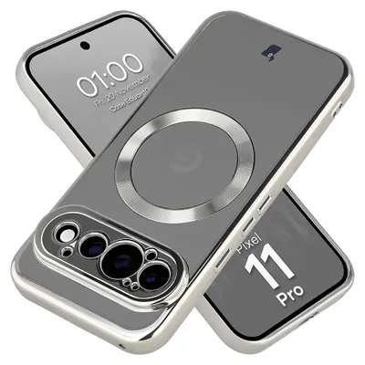 Produktbild von Handyhülle mit Magnetring für Google Pixel 11 Pro, Bizon Case EduardO, Transparent-Silbern