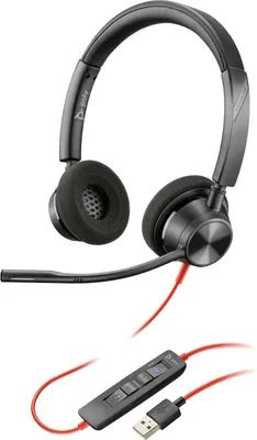 Produktbild von POLY Blackwire 3320 USB-A Headset, für Microsoft Teams , Kabelgebunden, Büro/Callcenter, 130 g, Kopfhörer, Schwarz