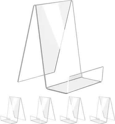 Produktbild von 5-teilige Acryl-Displayhalterung, transparenter Staffeleiständer, glatte Kante, gratfrei, hohe Stabilität, Zeitschriften-, Postkarten- und Buch-Displayhalter