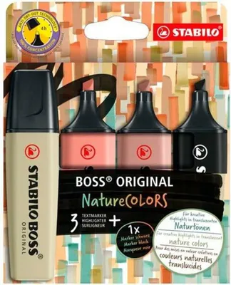 Obrázok produktu pre Zvýrazňovač, 2-5 mm, STABILO "BOSS original NatureColors", 4 rôzne farby