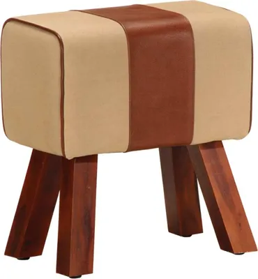 Produktbild von Sitzbank Turnbock-Design 38 cm Braun Echtleder Massivholz Mango