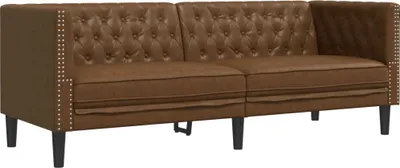 Obrázek produktu pro Pohovka Chesterfield 3místná hnědá umělá semišová kůže