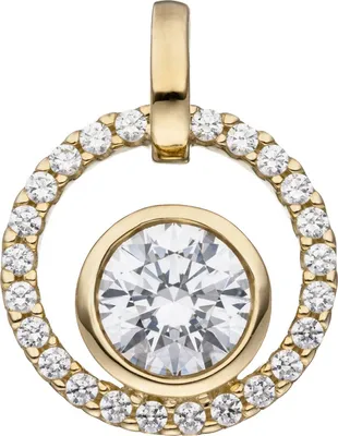 Produktbild von JOBO Anhänger rund 333 Gold Gelbgold 25 Zirkonia Goldanhänger