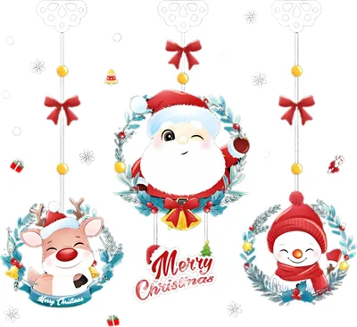 Produktbild von Ein Satz weihnachtlicher Fensteraufkleber mit bunten Figuren