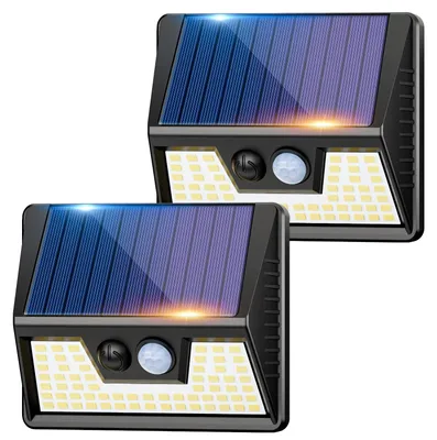 Solar-Wandleuchten 2er-Pack, IP65, 3 Modi, 270° warmweiß, Bewegungsmelder