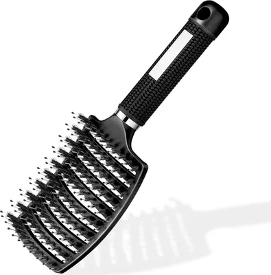 Immagine prodotto di Spazzola per capelli con setole di cinghiale e manico professionale - Per districare i capelli ricci lunghi