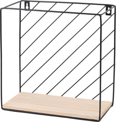 Immagine prodotto di DOCHTMANN Mensola a muro quadrata 28 x 28 x 14 cm, metallo, legno, nero