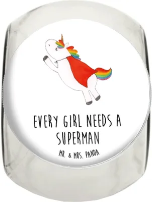 Produktbild von Mr. & Mrs. Panda Bonboniere Einhorn Super L 870ml - Weiß - Geschenk, Glasdose, keksdose glas, Kaffeedose, glasbehälter, Bonbonglas, Freundin, Traummann, Vorratsbehälter