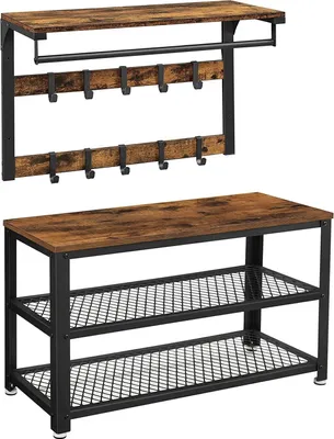 Produktbild von VASAGLE Garderoben - Set, 2 Set, mit Wandgarderobe, Metallgestell RCL173B01
