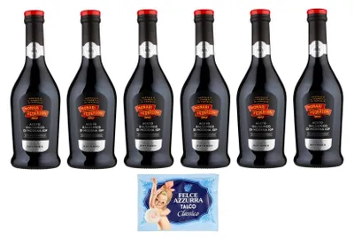 Produktbild von 6er-Pack Monari Federzoni Aceto Balsamico di Modena I.G.P.Gusto Rotondo,Balsamico-Essig aus Modena I.G.P.,500ml Glasflasche + 1er-Pack Felce Azzurra Talkumpuder, 100g-Beutel