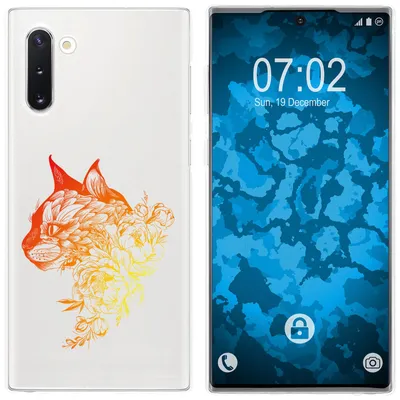 Produktbild von PhoneNatic Case kompatibel mit Samsung Galaxy Note 10 Silikon-Hülle Floral Katze M2-2