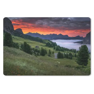 Obrázek produktu pro Podložka pod myš - Tráva - Hory - Večer - 60x40cm - Podložka pod myš
