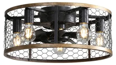 Image de AIORBER Ventilateur de plafond, avec éclairage et télécommande, 6 niveaux de vitesse, minuterie, moins de 35db de bruit, chambre à coucher, salle à manger, noir
