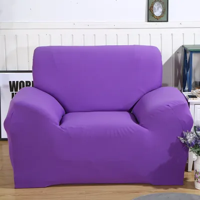 Produktbild von ele ELEOPTION Sofahusse Stretchhusse Sofabezug Polyester Rippstrick (Lila, 1 Sitzer für Sofalänge 90-140cm)