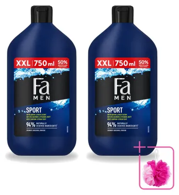 Produktbild von 2 x Fa Men Sport Douchegel - Grüne Zitrus - 750 ml - Sparpackung - 2 Stücke