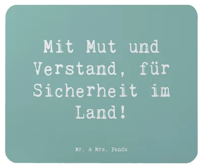 Produktbild von Mr. & Mrs. Panda Mousepad Spruch Polizist Mut Verstand - Meeresbrise - Geschenk, liebevoll, mousematte, handgefertigt, Mauspad, Aufmerksamkeit, Anerkennung, computer, pc