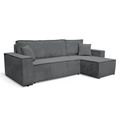 Produktbild von Wohnlandschaft Ecksofa Anthrazit COMO Cord mit Bett Sofa Schlafsofa Ottomane rechts links universell