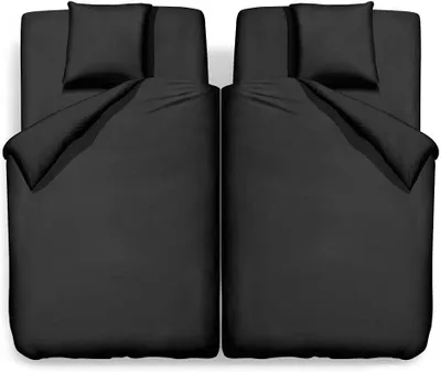 Produktbild von Bettwäsche 135x200 4teilig Einfarbig Schwarz Kissenbezug 80x80 Bettwäsche-Sets Unifarben Microfaser Bettbezug-Set mit Reißveschluss