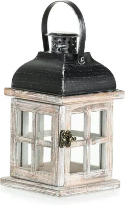 Immagine prodotto di Lanterna rustica in legno da 22 cm per il soggiorno e il giardino