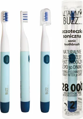 Obrázok produktu pre Sonická zubná kefka VITAMMY BUZZ s 28 000 mikropohybmi, 2 čistiace programy, modrá / tmavomodrá